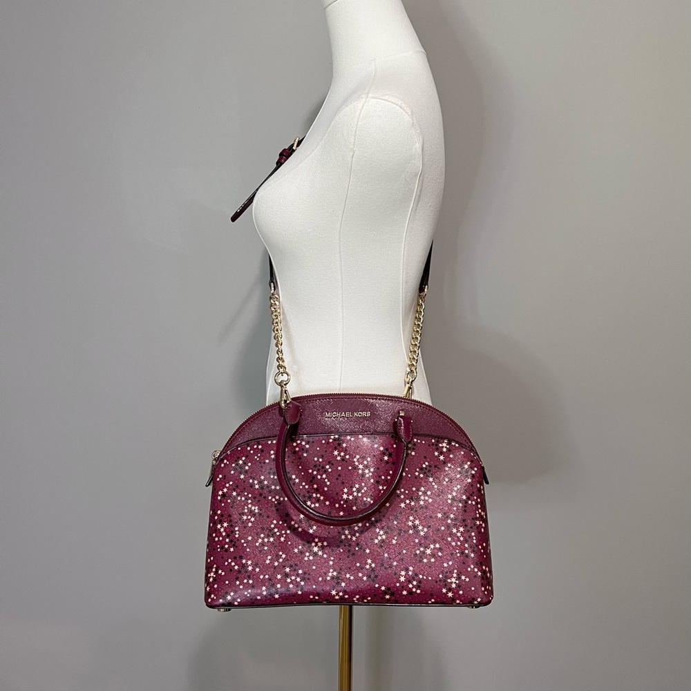 Michael Kors Emmy Large Dome Mulberry Stars Satchel Handbag